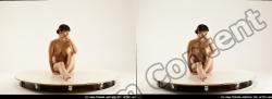 Nude Woman White Kneeling poses - ALL Pregnant Kneeling poses - on both knees long brown 3D Stereoscopic poses Pinup